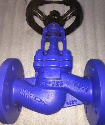 carbon steel GS-C25 PN40 DIN bellows flanged globe valve