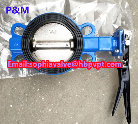 DIN cast iron wafer butterfly valve with pin