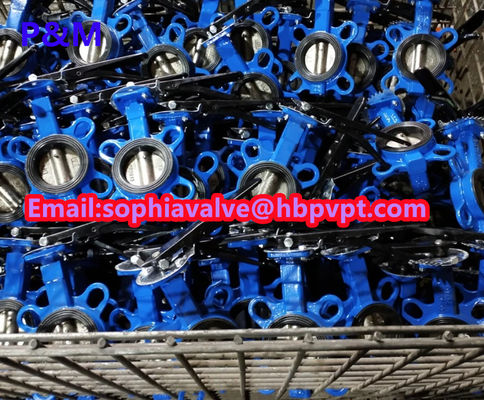 DIN cast iron wafer butterfly valve with pin