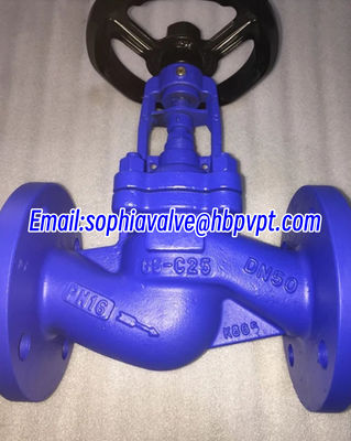 DN50 DN100 DN200 GS-C25 PN16 PN40 bellows globe valve with blue color