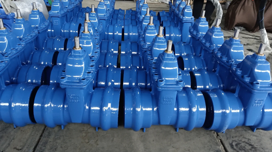DIN standard ductile iron GGG50 DN50 PN16 socket gate valve with blue color